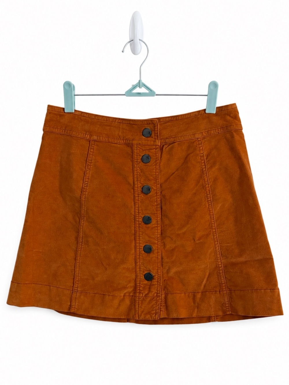 Madewell Orange Velvet Button Front Skirt